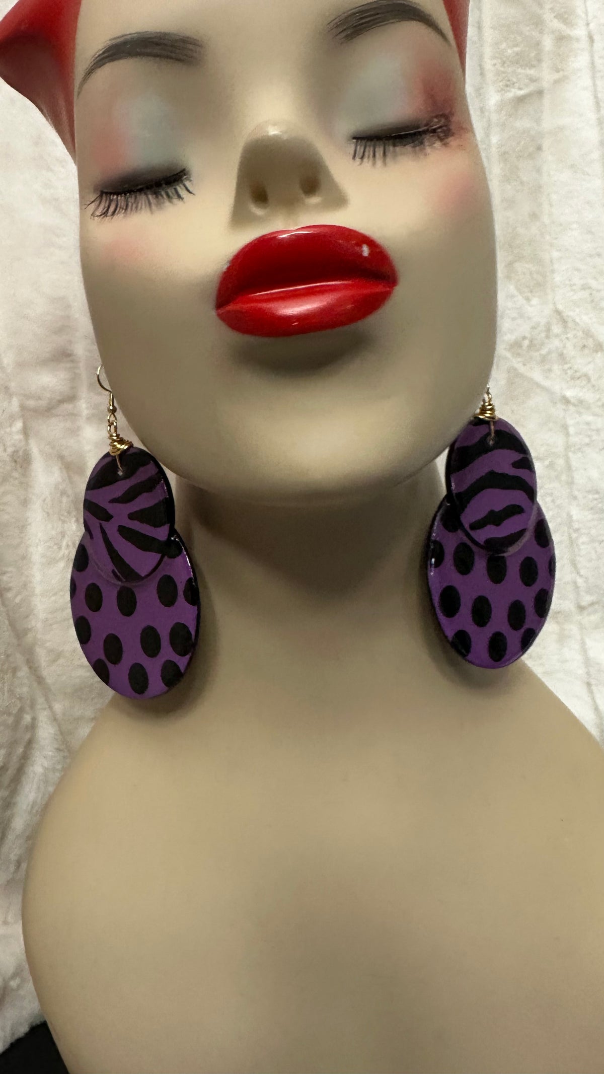 Old Skool “Niayana” Dangle earrings- Putple & Black