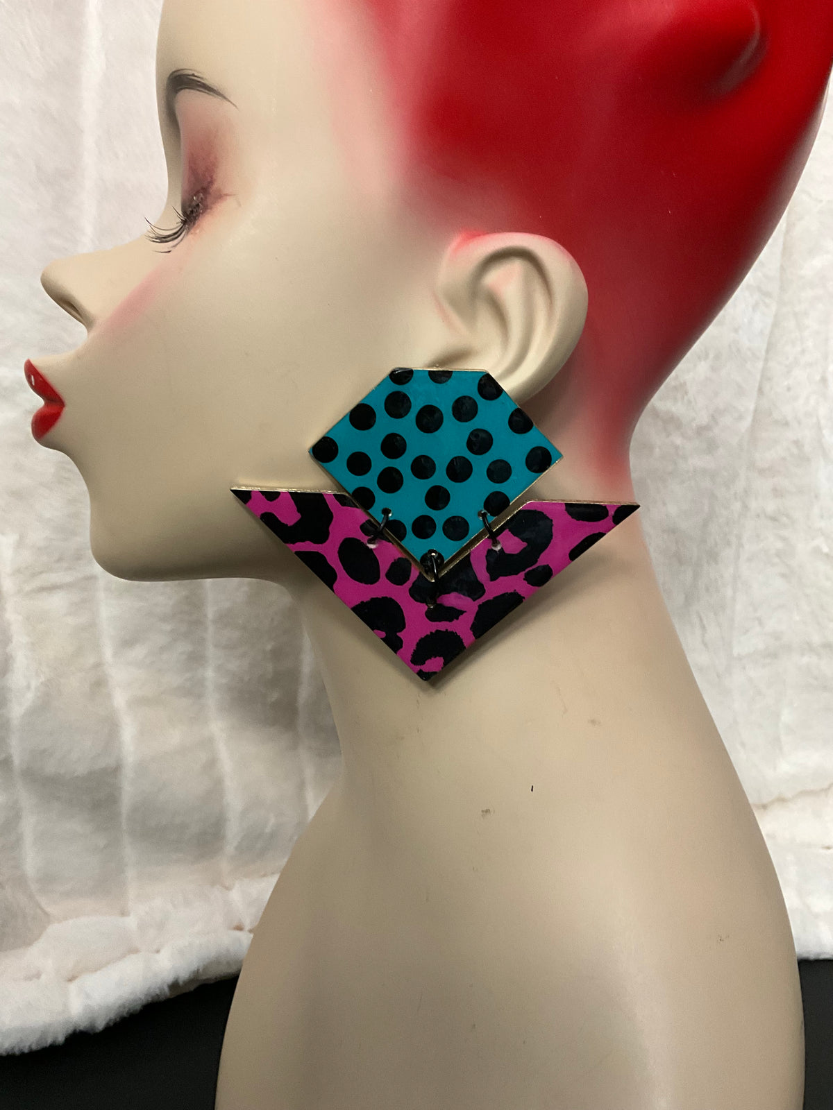Old Skool “Retro” Stud Earrings - Turquoise & Pink