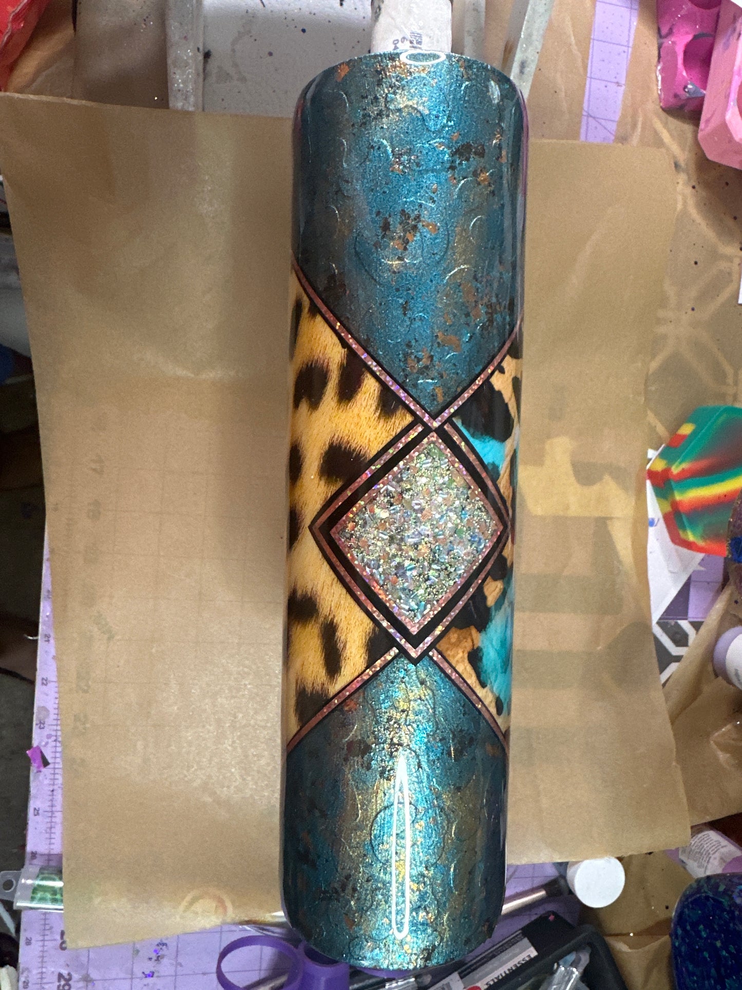 Leopard Mixed Media Tumbler 32 oz plump