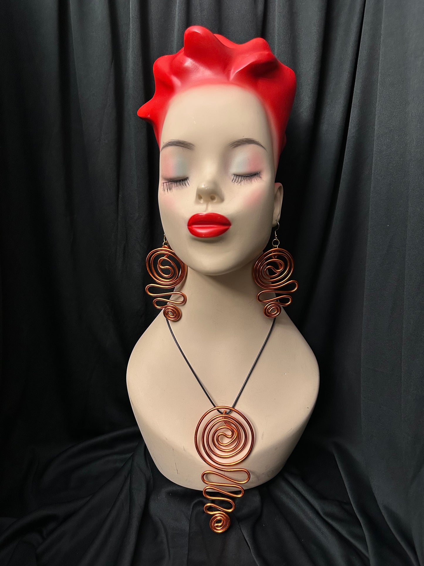 Waterwave Necklace and Earrings Set #9 (Orange)