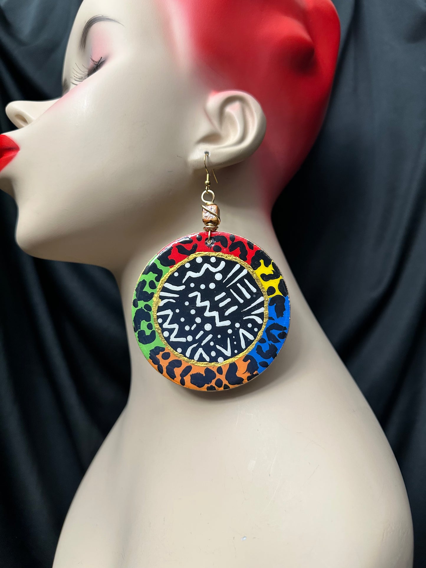 Large Abstract Dangle Earrings Queen Design 2