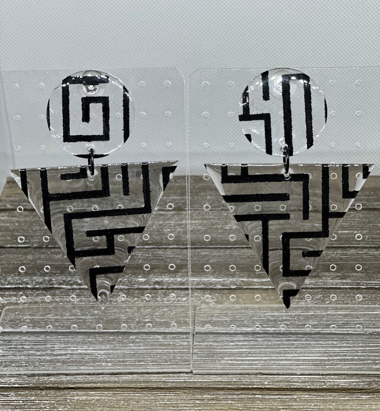 Clear Triangular Vibe Stud Earrings