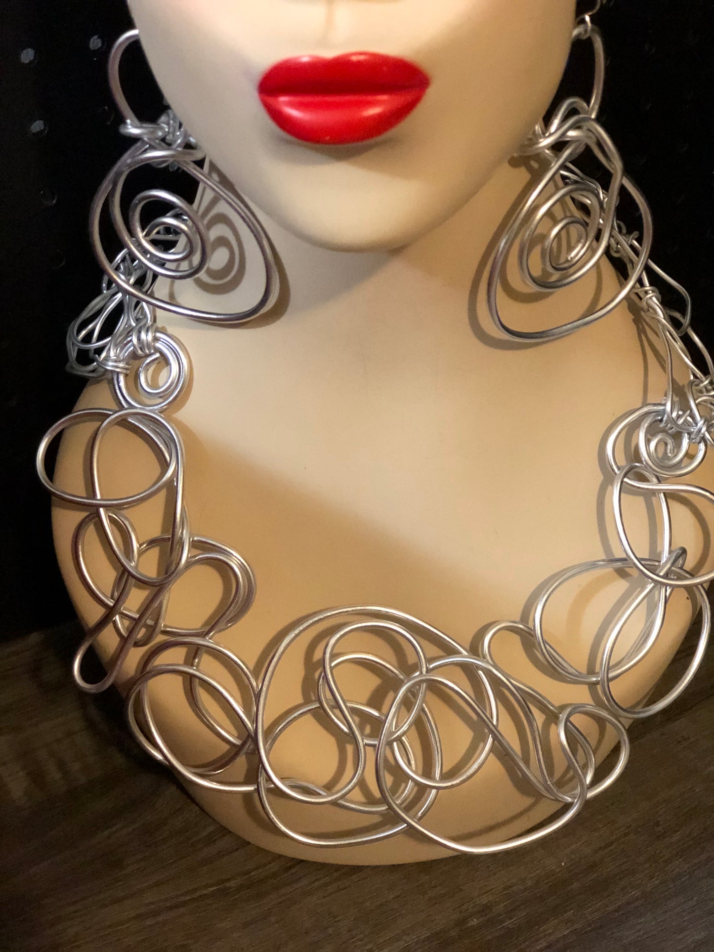 DTBD All Silver Abstract Necklace and Earrings Set