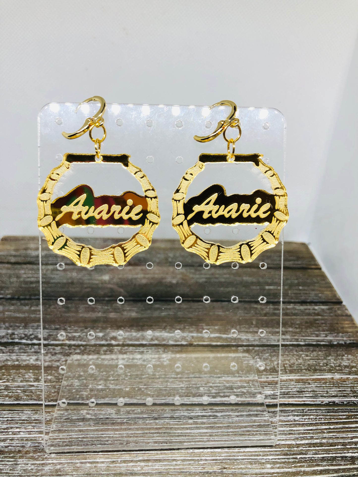 Custom Name Bamboo Earrings