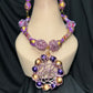 Dutchess Chunky Necklace and Earrings set - Purple, Gold