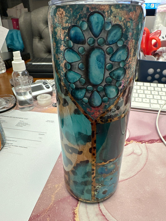 Turquoise Mixed Media Tumbler 20 oz