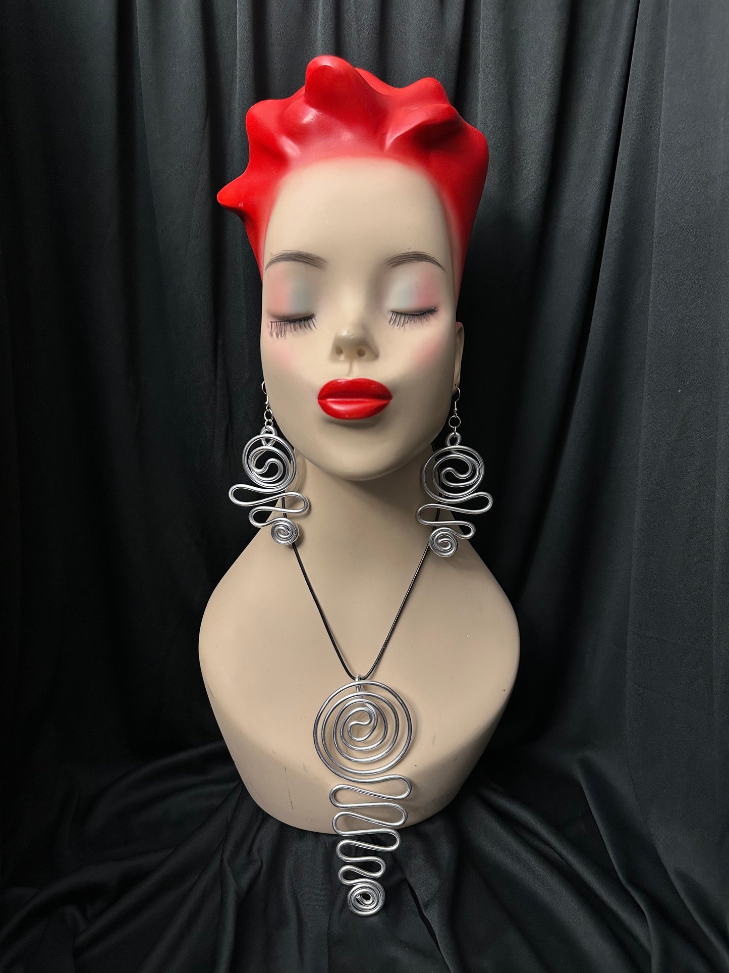 Waterwave Necklace and Earrings Set #1 (Silver)