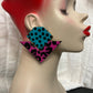 Old Skool “Retro” Stud Earrings - Turquoise & Pink