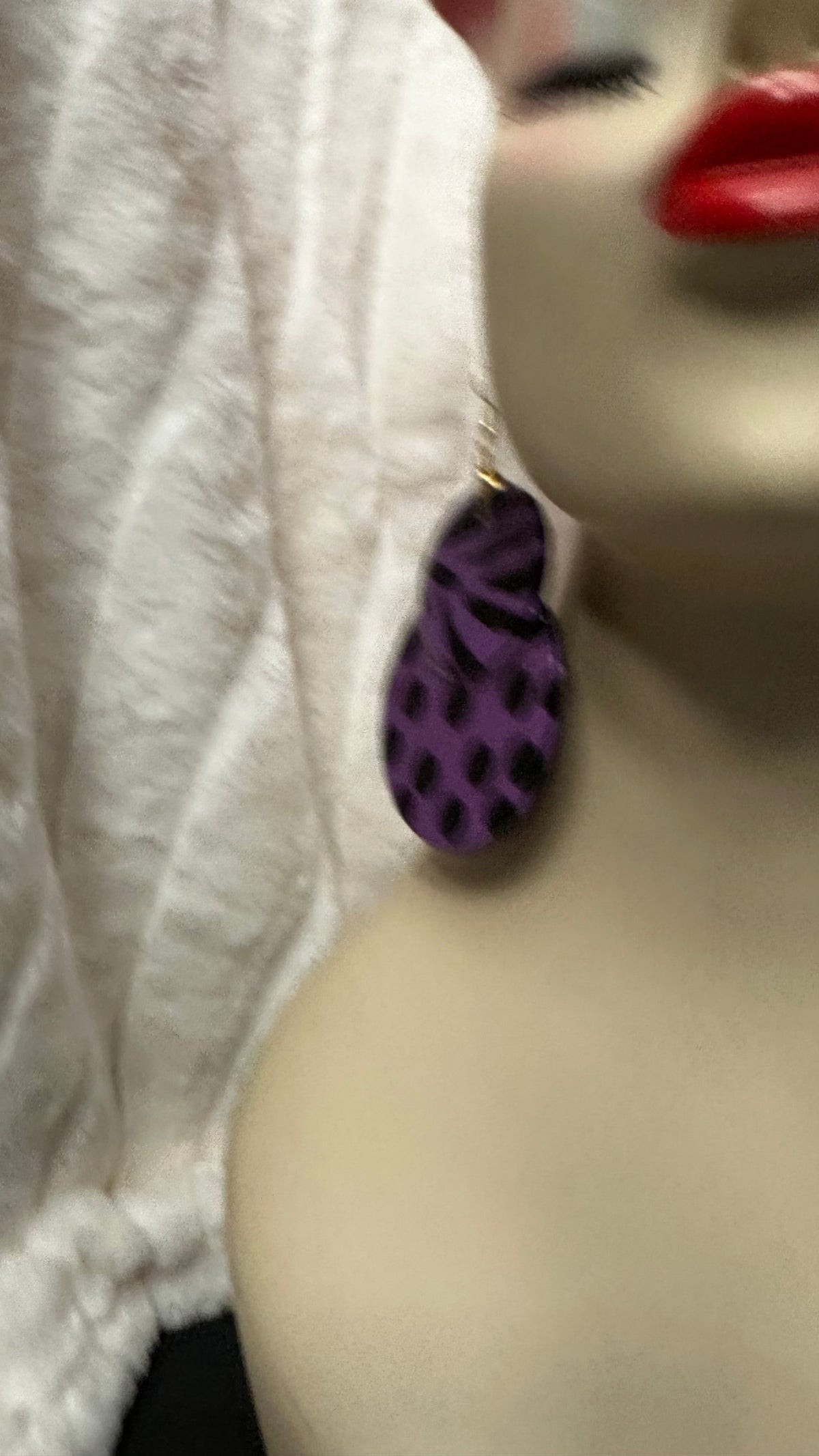 Old Skool “Niayana” Dangle earrings- Putple & Black