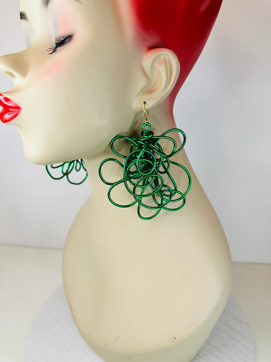 Abstract Earrings - Green