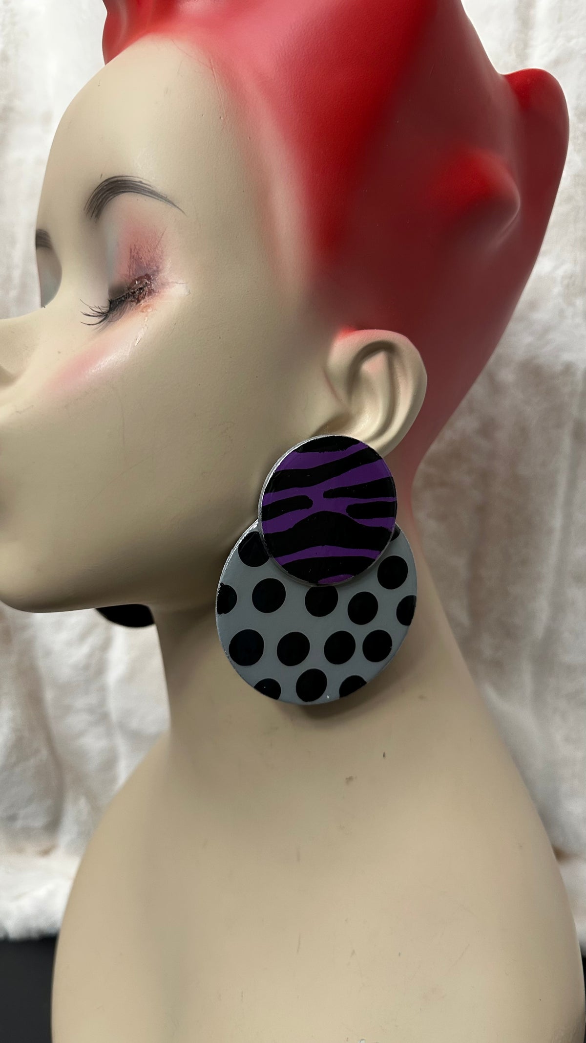 Old Skool “Niayana” Stud earrings- Grey & Purple
