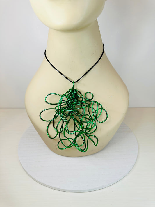 Abstract 3D Necklace - Green