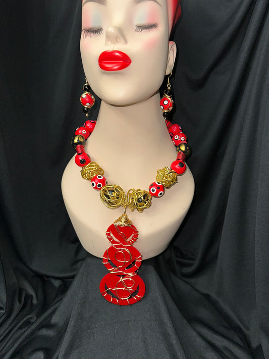 Royal Red Heart Necklace Set