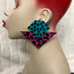 Old Skool “Retro” Stud Earrings - Turquoise & Pink