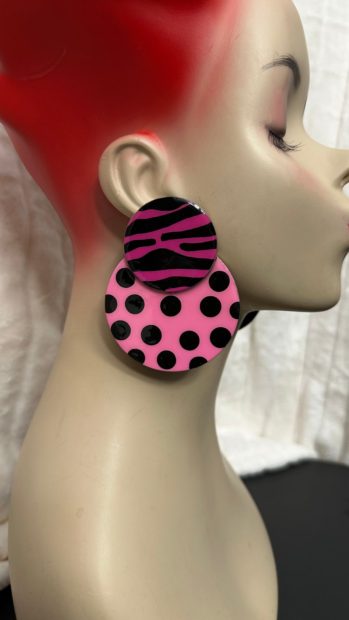 Old Skool “Niayana” Stud earrings- Light Pink and Dark Pink