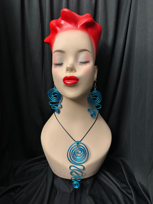 Waterwave Necklace and Earrings Set #6 (Turquoise)