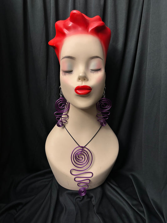 Waterwave Necklace and Earrings Set #5 (Purple)