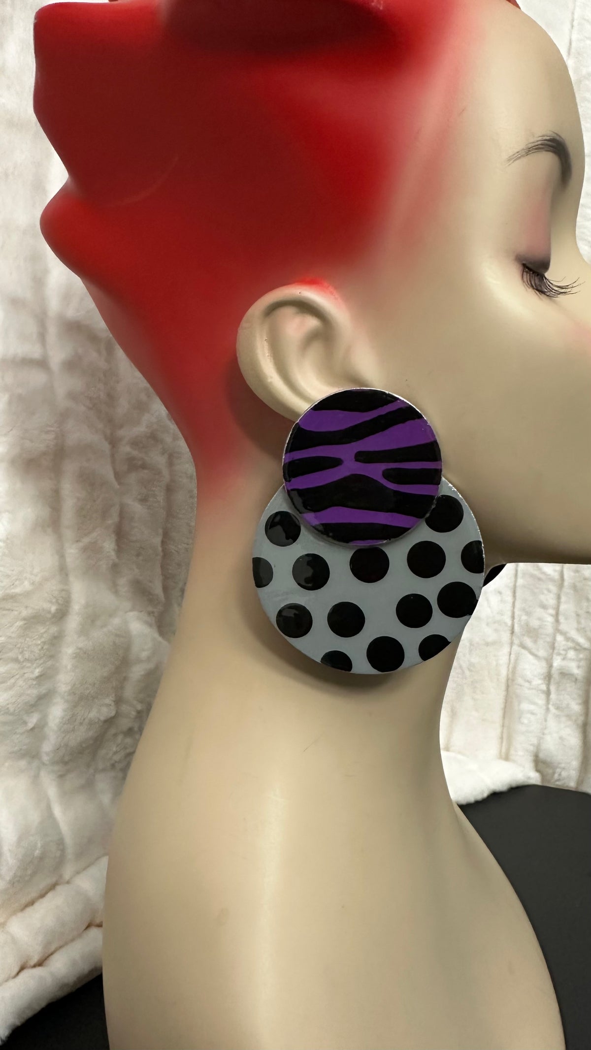 Old Skool “Niayana” Stud earrings- Grey & Purple