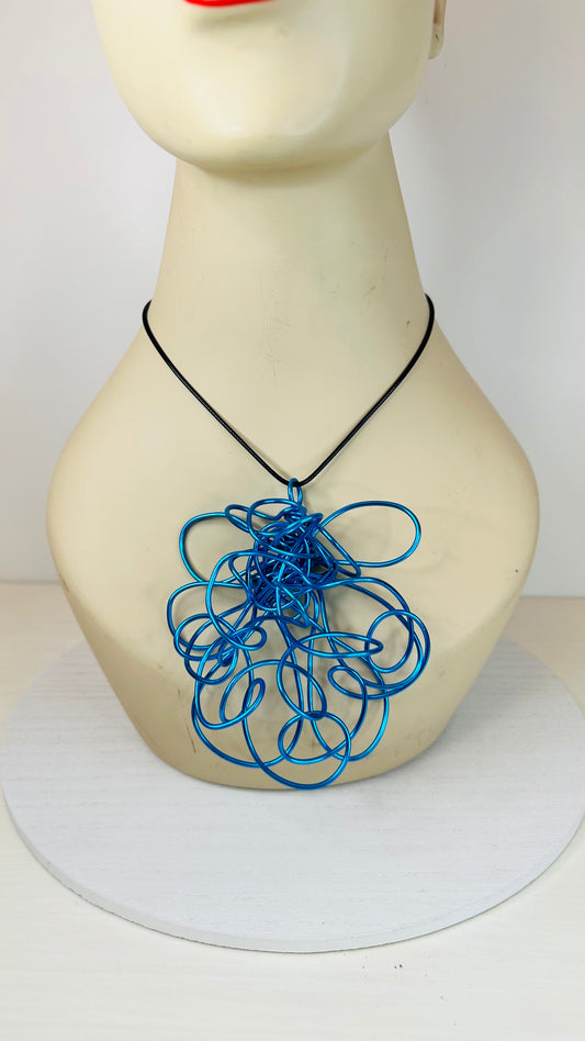 Abstract 3D Necklace - Turquoise Blue