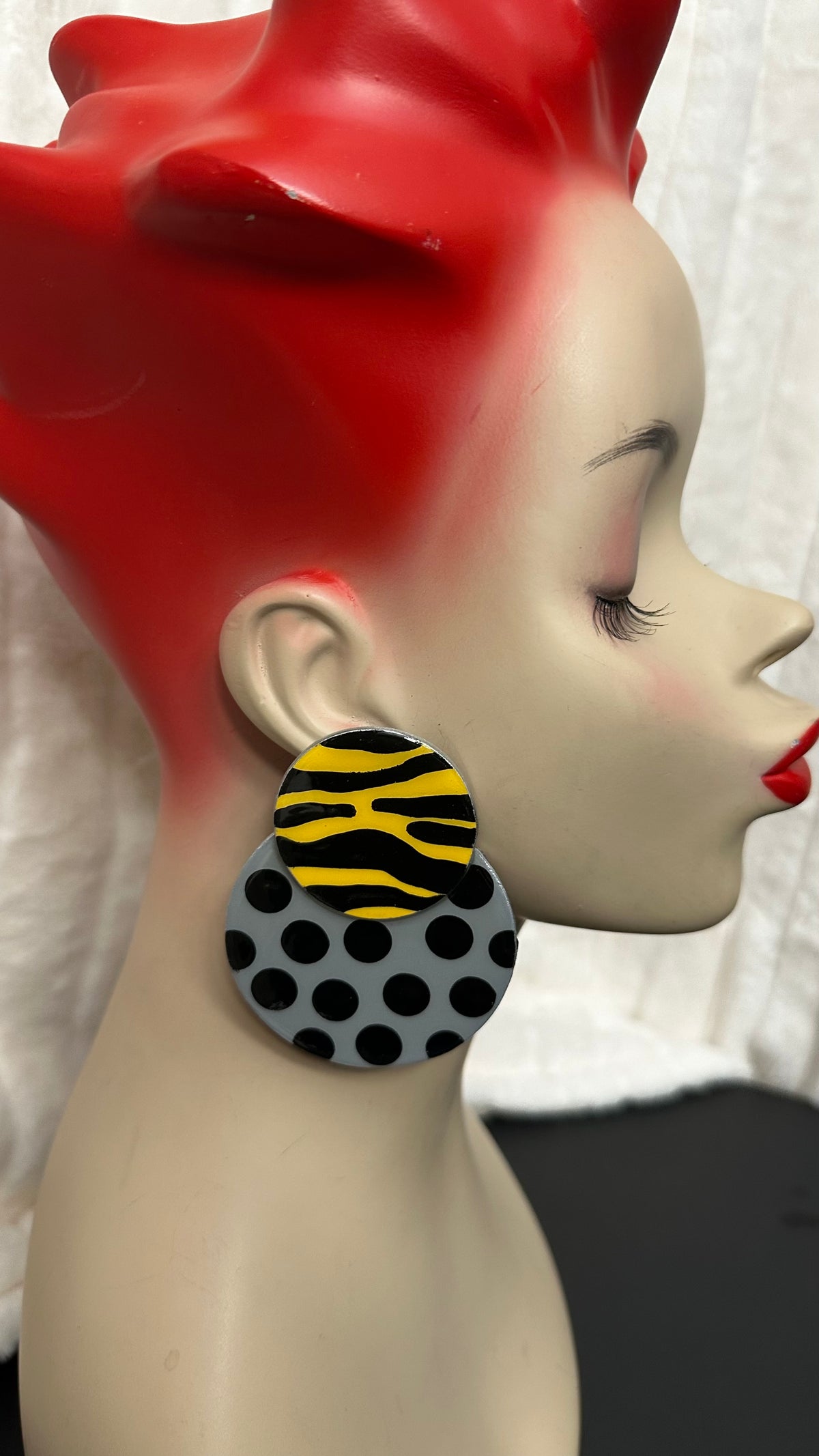 Old Skool “Niayana” Stud earrings- Grey & Yellow