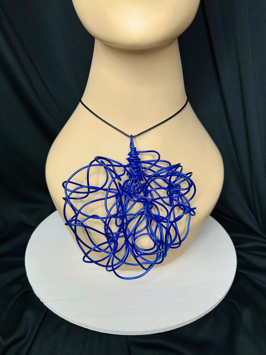 Abstract 3D Necklace - Blue