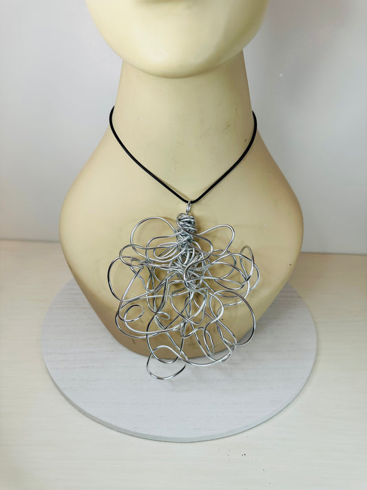 Abstract 3D Necklace - Silver