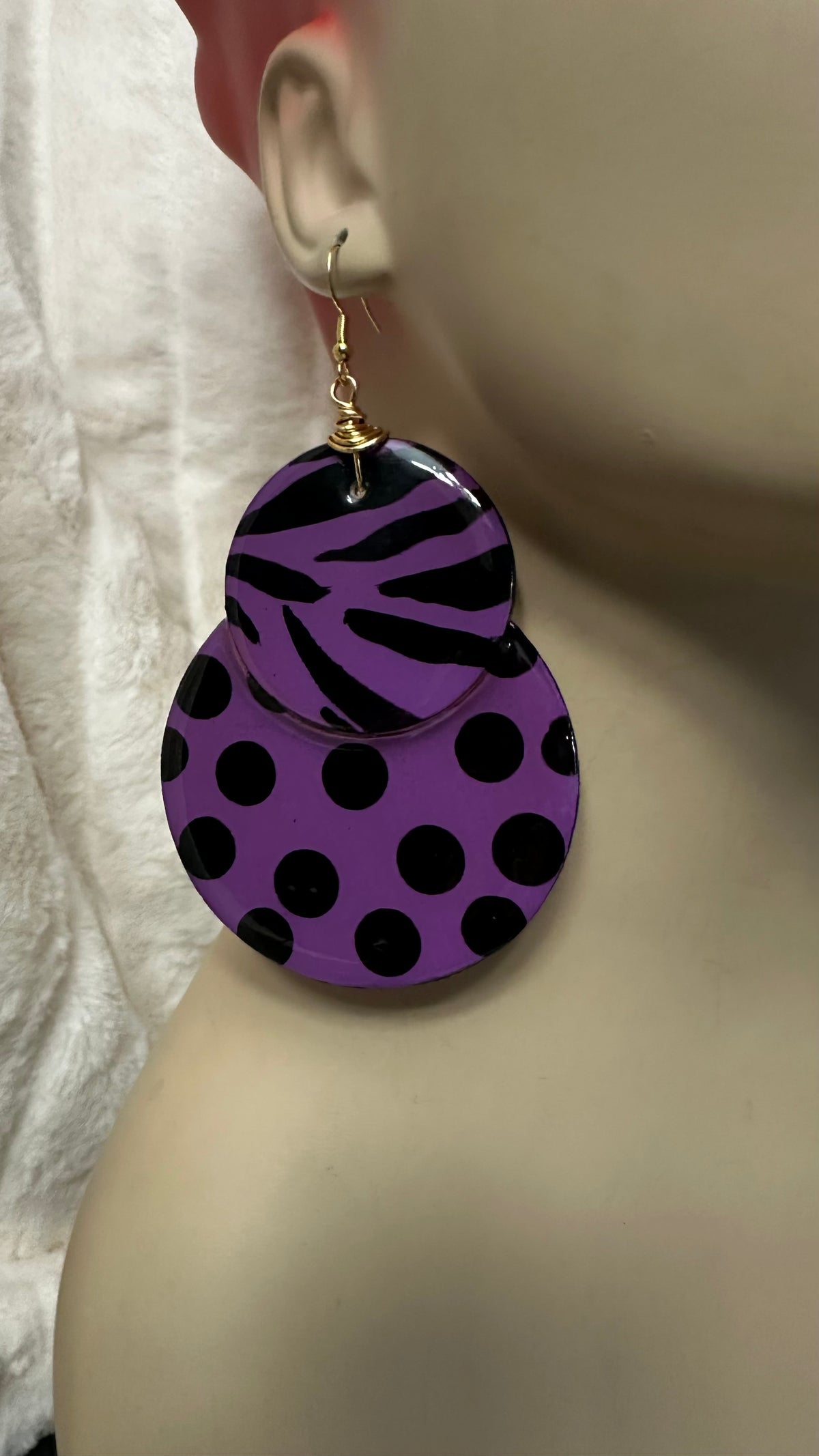 Old Skool “Niayana” Dangle earrings- Putple & Black