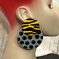 Old Skool “Niayana” Stud earrings- Grey & Yellow