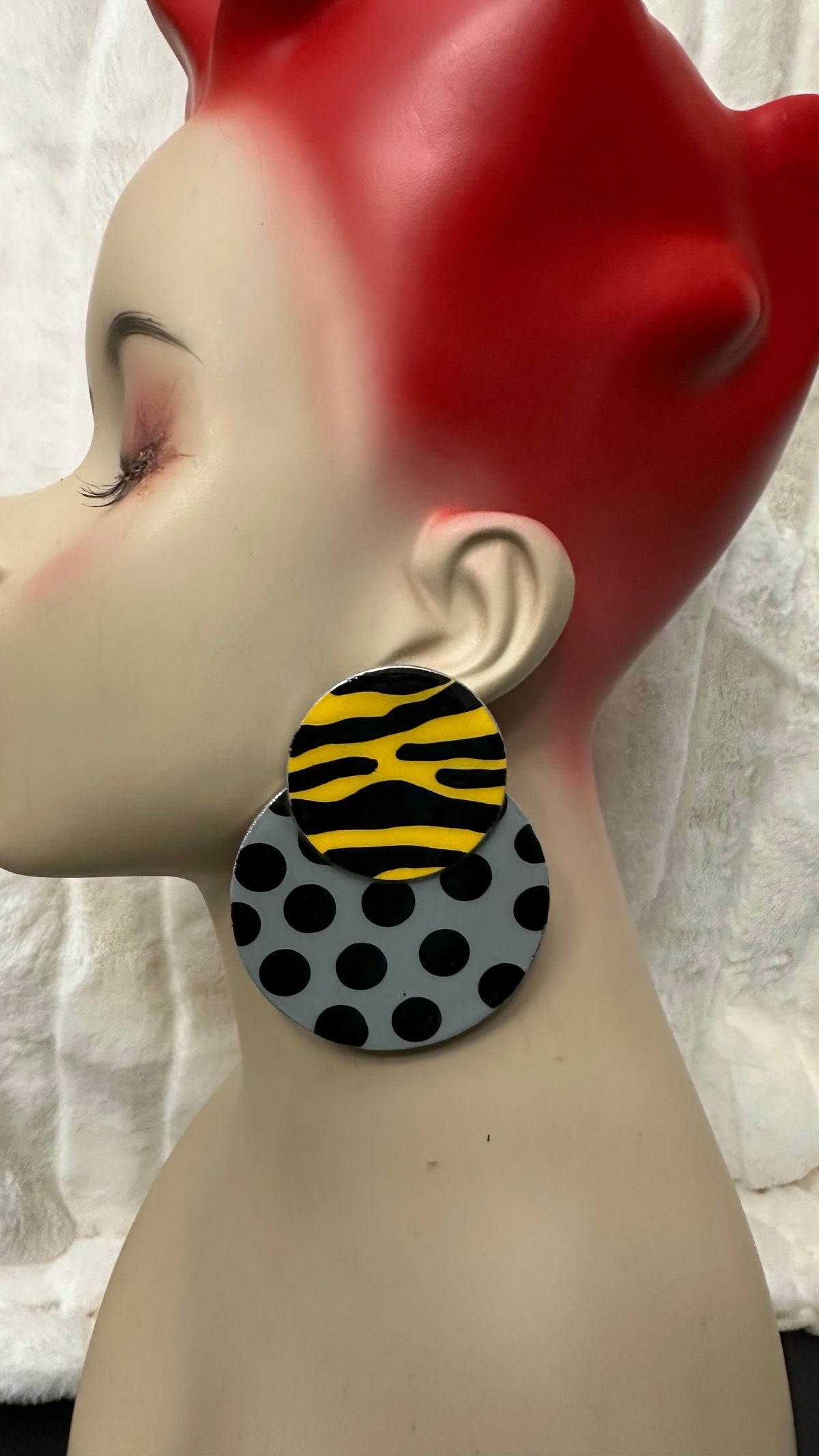 Old Skool “Niayana” Stud earrings- Grey & Yellow