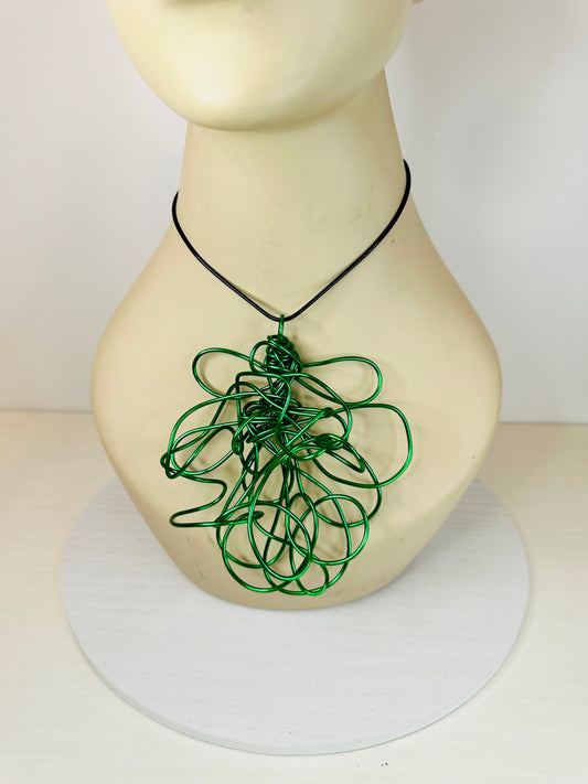 Abstract 3D Necklace - Green