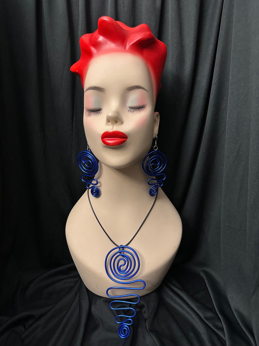 Waterwave Necklace and Earrings Set #4 (Blue)