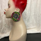 Queen’s Design Stud Earrings Pink and Green