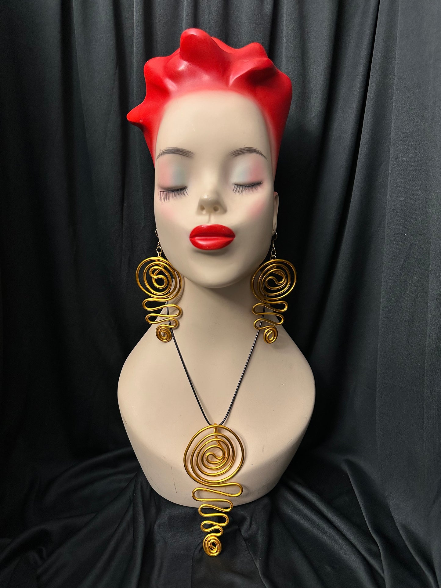 Waterwave Necklace and Earrings Set #2 (Golden)