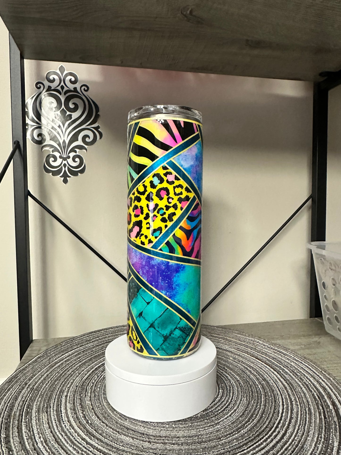 Lisa’s stain glass mixed mediaTumbler 30oz straight (Copy)