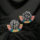 Abstract Stud Half Earrings - Pink, Green, Teal