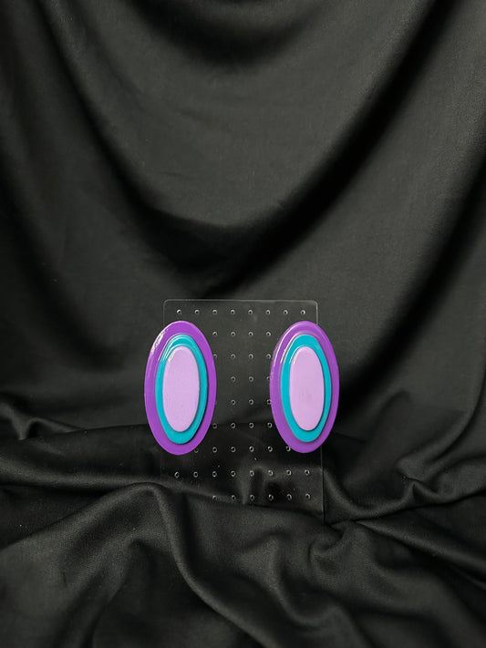 Dutchess 3D medium Stud earrings -2 Lavender, Teal, Purple